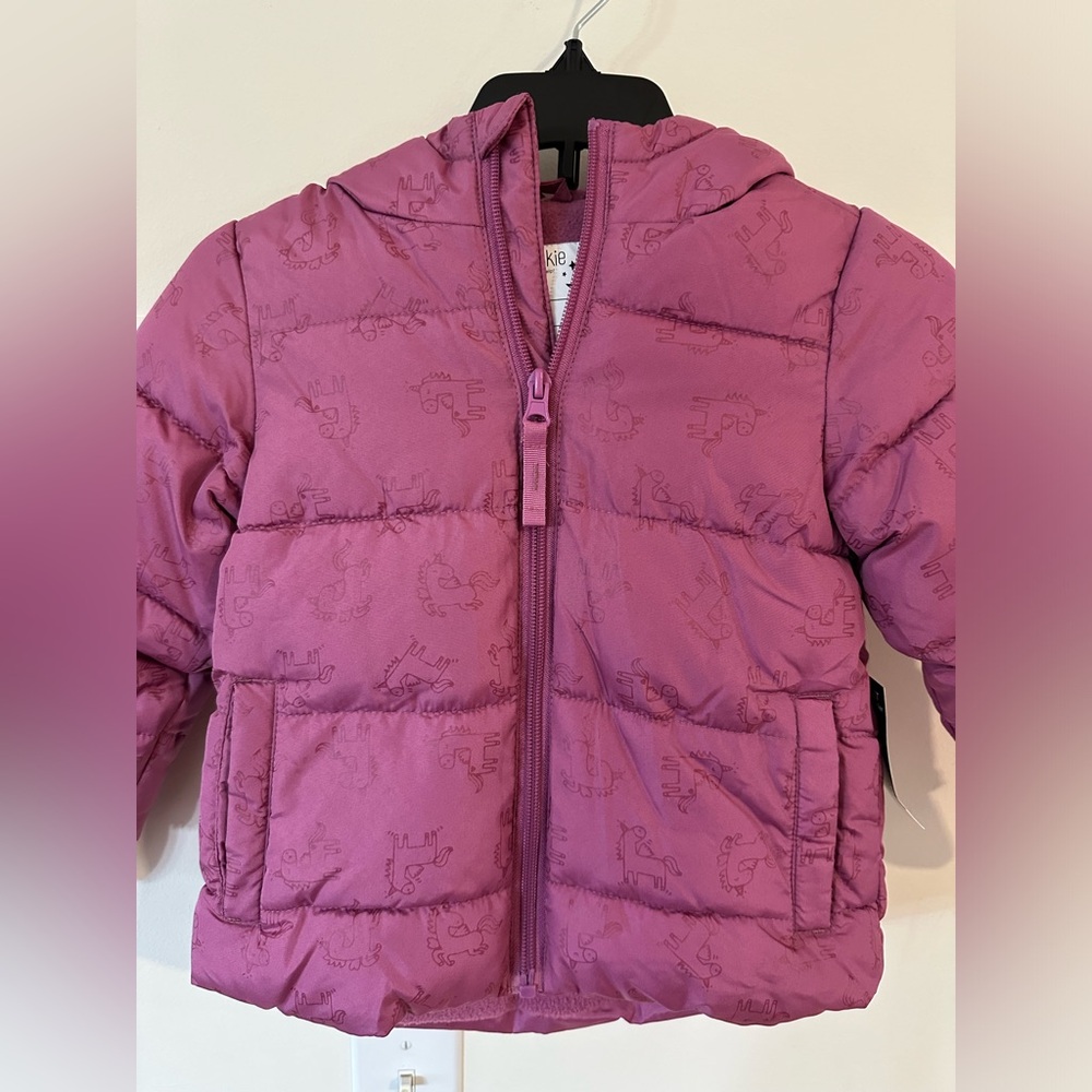 Okie Dokie Toddler Girls Mauve Unicorns Heavyweight Puffer NWT Size 2T